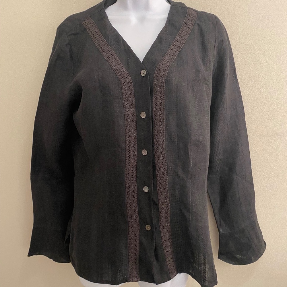 Saks Fifth Avenue Real Clothes Black Linen Tunic Size 4